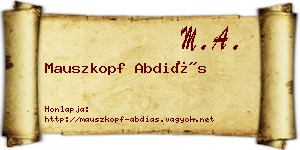 Mauszkopf Abdiás névjegykártya